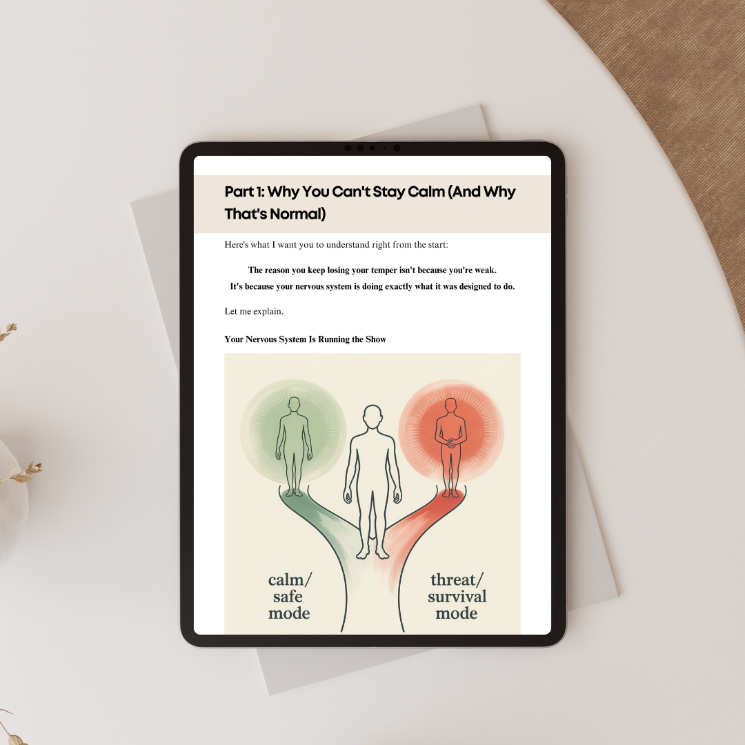 Illustration showing calm brain state versus survival mode in children during emotional moments